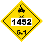 UN 1452 Hazmat Placard, Class 5.1, Vinyl