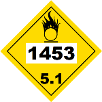 UN 1453 Hazmat Placard, Class 5.1, Vinyl