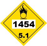 UN 1454 Hazmat Placard, Class 5.1, Tagboard