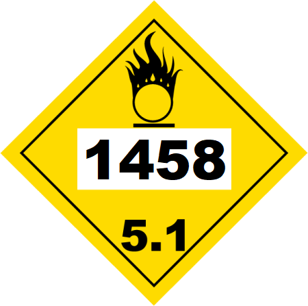 Un 1458 Hazmat Placard, Class 5.1, Tagboard