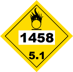 Un 1458 Hazmat Placard, Class 5.1, Tagboard