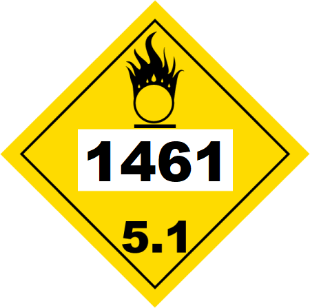 UN 1461 Hazmat Placard, Class 5.1, Vinyl