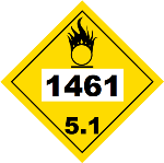 UN 1461 Hazmat Placard, Class 5.1, Vinyl