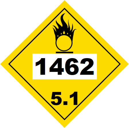 UN 1462 Hazmat Placard, Class 5.1, Tagboard