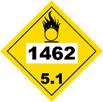 UN 1462 Hazmat Placard, Class 5.1, Tagboard