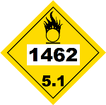 UN 1462 Hazmat Placard, Class 5.1, Vinyl