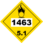 UN 1463 Hazmat Placard, Class 5.1, Tagboard
