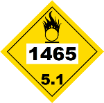 UN 1465 Hazmat Placard, Class 5.1, Tagboard