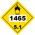 UN 1465 Hazmat Placard, Class 5.1, Vinyl