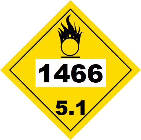 UN 1466 Hazmat Placard, Class 5.1, Vinyl