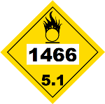UN 1466 Hazmat Placard, Class 5.1, Tagboard