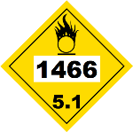 UN 1466 Hazmat Placard, Class 5.1, Vinyl