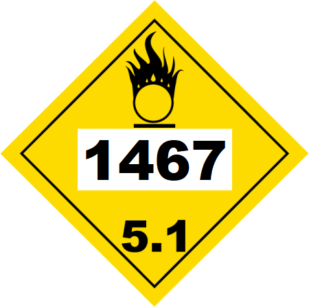 UN 1467 Hazmat Placard, Class 5.1, Vinyl