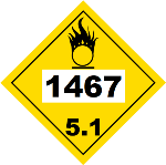 UN 1467 Hazmat Placard, Class 5.1, Vinyl