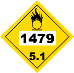 UN 1479 Hazmat Placard, Class 5.1, Tagboard