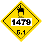 UN 1479 Hazmat Placard, Class 5.1, Vinyl