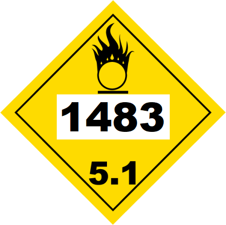 UN 1483 Hazmat Placard, Class 5.1, Vinyl