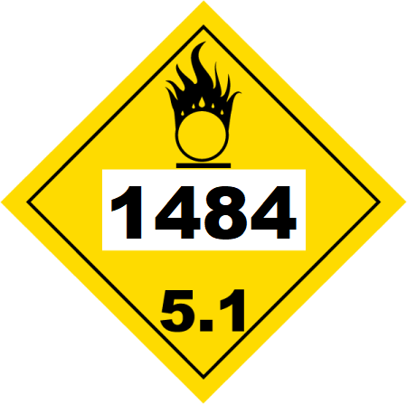 UN 1484 Hazmat Placard, Class 5.1, Tagboard