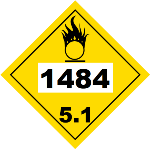 UN 1484 Hazmat Placard, Class 5.1, Tagboard