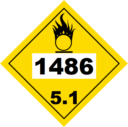 UN 1486 Hazmat Placard, Class 5.1, Vinyl