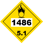 UN 1486 Hazmat Placard, Class 5.1, Tagboard