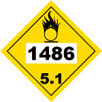 UN 1486 Hazmat Placard, Class 5.1, Vinyl