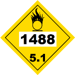 UN 1488 Hazmat Placard, Class 5.1, Tagboard
