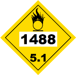 UN 1488 Hazmat Placard, Class 5.1, Vinyl