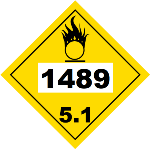 UN 1489 Hazmat Placard, Class 5.1, VInyl