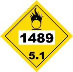 UN 1489 Hazmat Placard, Class 5.1, Tagboard