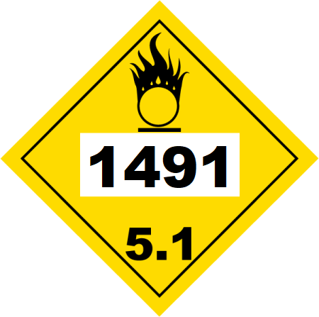 UN 1491 Hazmat Placard, Class 5.1, Tagboard