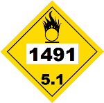 UN 1491 Hazmat Placard, Class 5.1, Tagboard