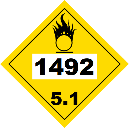 UN 1492 Hazmat Placard, Class 5.1, Vinyl