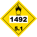 UN 1492 Hazmat Placard, Class 5.1, Tagboard