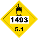 UN 1493 Hazmat Placard, Class 5.1, Tagboard