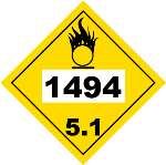 UN 1494 Hazmat Placard, Clas 5.1, VInyl