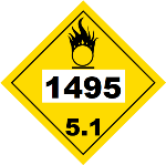 UN 1495 Hazmat Placard, Class 5.1, Vinyl