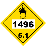 UN 1496 Hazmat Placard, Class 5.1, Tagboard