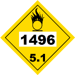 UN 1496 Hazmat Placard, Class 5.1, Vinyl