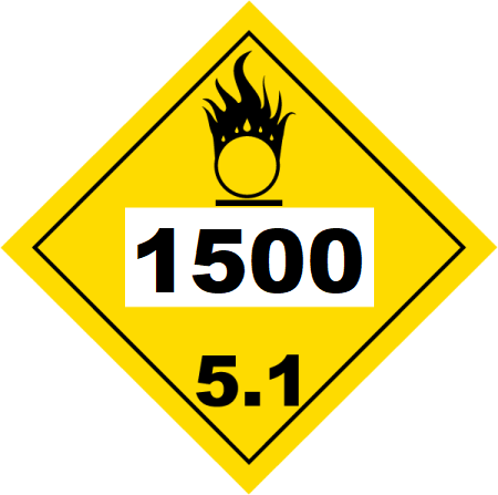UN 1500 Hazmat Placard, Class 5.1, Tagboard