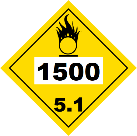 UN 1500 Hazmat Placard, Class 5.1, Vinyl