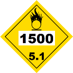 UN 1500 Hazmat Placard, Class 5.1, Vinyl