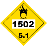 UN 1502 Hazmat Placard, Class 5.1, Vinyl