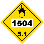 UN 1504 Hazmat Placard, Class 5.1, Tagboard