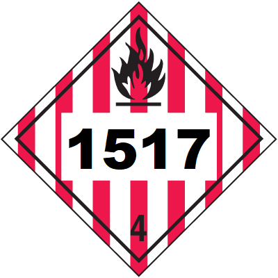 UN 1517 Hazmat Placard, Class 4, Vinyl