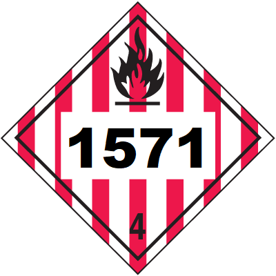 UN 1571 Hazmat Placard, Class 4, Tagboard