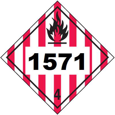 UN 1571 Hazmat Placard, Class 4, Vinyl