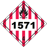 UN 1571 Hazmat Placard, Class 4, Tagboard