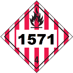 UN 1571 Hazmat Placard, Class 4, Vinyl