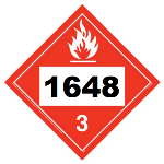 UN 1648 Hazmat Placard, Class 3, Tagboard